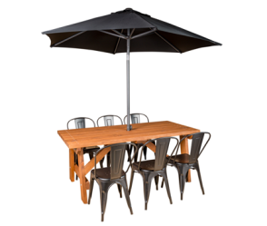 Rustic Dining Table with Umbrella